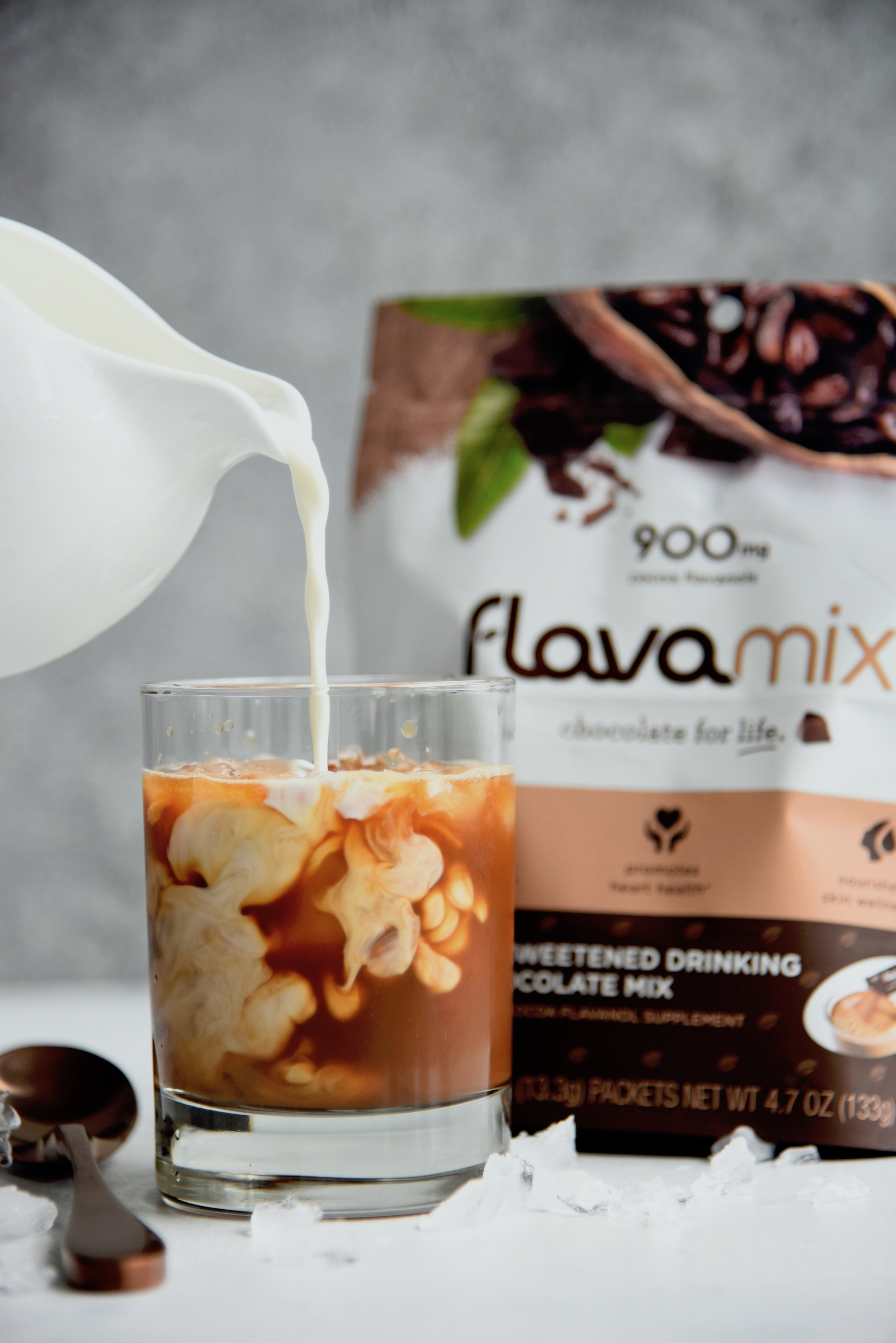 Café Mocha (Iced or Warm) with FlavaMix Unsweetened Drinking Chocolate and 900mg Cocoa Flavanols