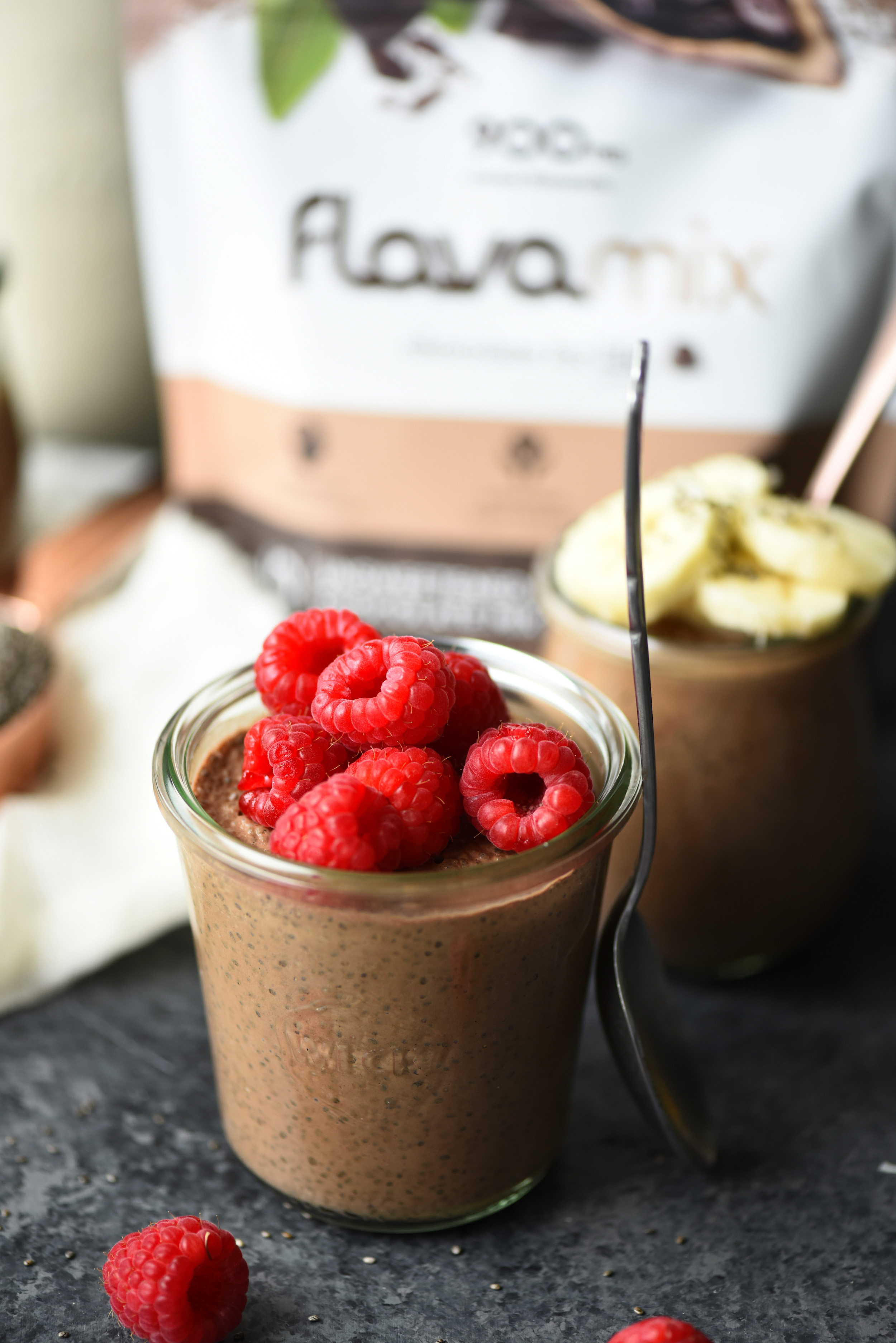Chocolate Chia Pudding with Fresh Berries, FlavaMix Unsweetened Drinking Chocolate, 900mg Cocoa Flavanols