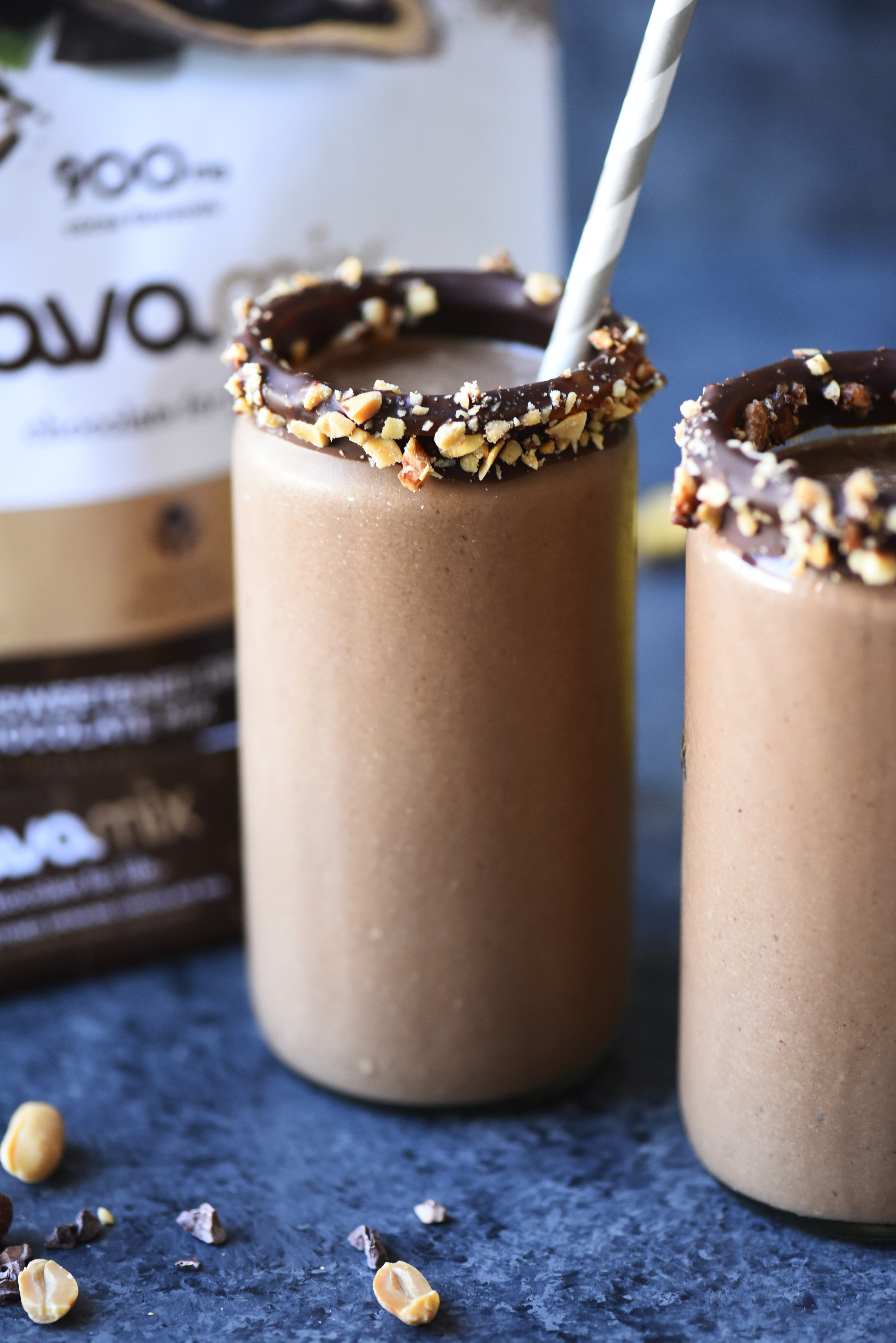 Healthy Chocolate Peanut Butter Banana Smoothie Recipe with FlavaMix Unsweetened Drinking Chocolate
