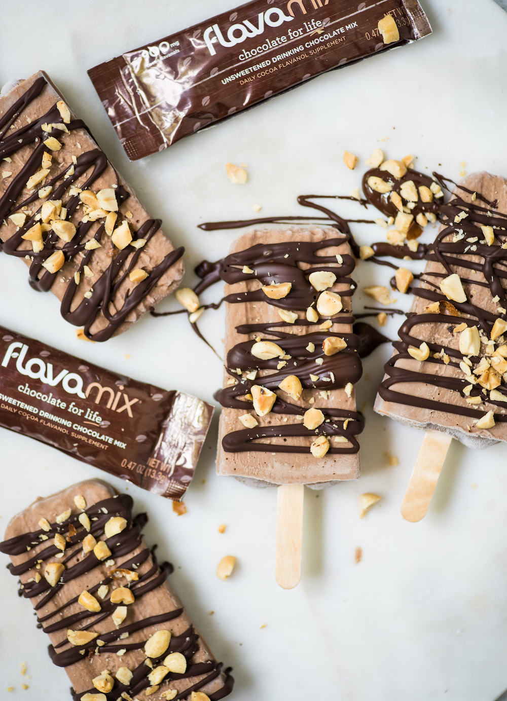 Dark Chocolate Peanut Butter Popsicles with 900mg cocoa flavanols
